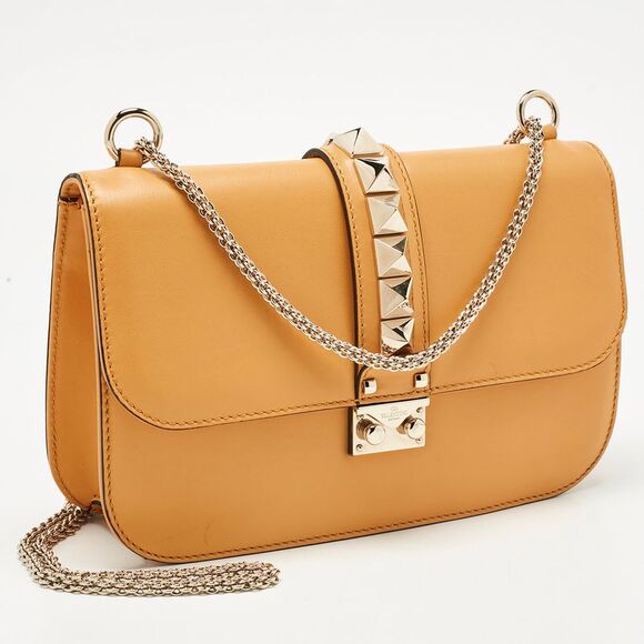 Valentino Dark Yellow Leather Large Glam Lock Flap Bag - Picture 3 of 7